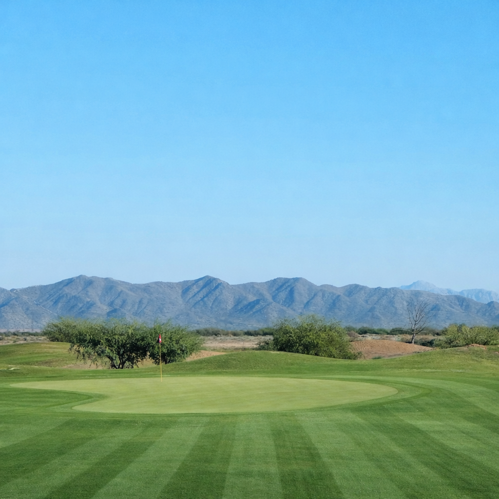 Manicured golf course green